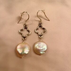 Sterling Silver Genuine Pearls Clover Earrings earrings New